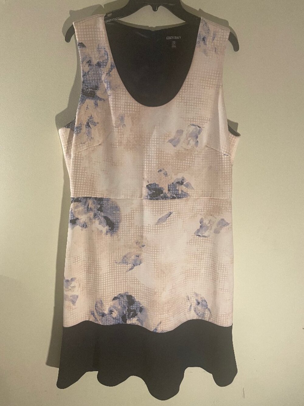 Ellen Tracy Floral Print Scallop Hem Sleeveless Dress Size 14